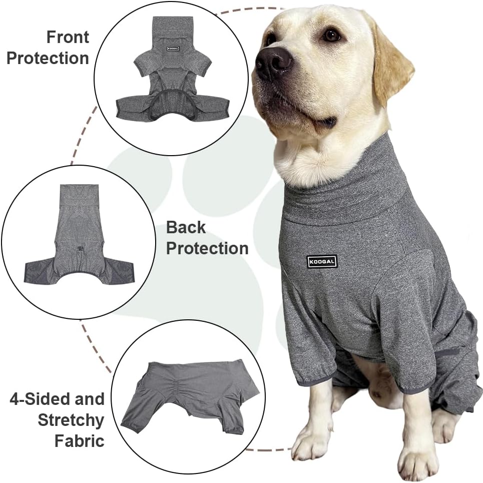 Dog Pyjamas PJS Sweater Clothes and Home Clothing Suitable for Medium to Large Breeds of Dogs, Dog Neutering Suits, Extra-Large Stretch Fabric, Four-Legged Clothes(Thin Forid Gray, 2XL)