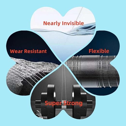 Aboda Clear Fishing Wire Dia. 0.2 mm to 1 mm 656ft Fishing Line for Crafts Hanging Beading Clear String for Hanging Decorations Balloons Garlands with Crimp Sleeves 17lb Test