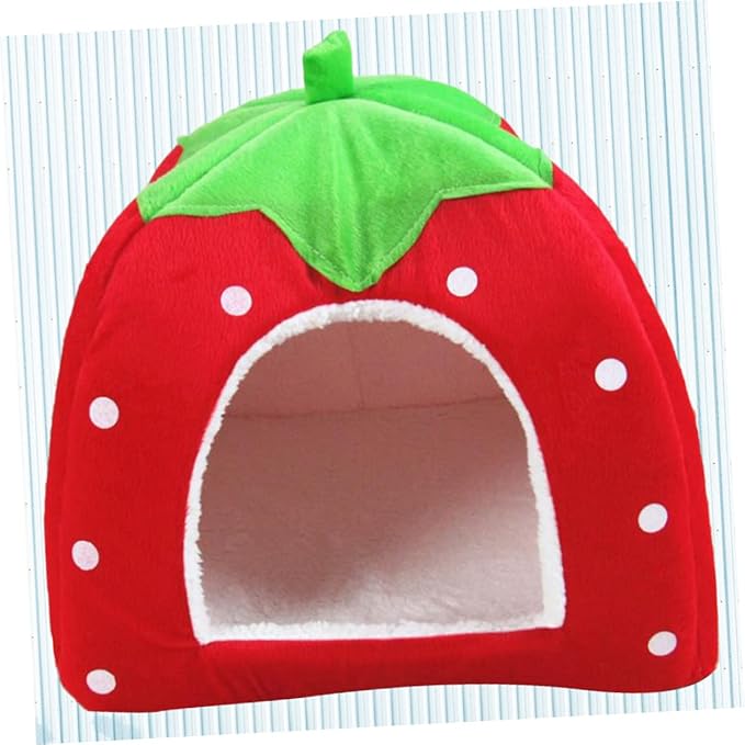 Pet Furniture Pet House Dog Bed Doggie Bed Dog Cot Strawberry Foldable Cat Cave Puppy Sleeping Warm Strawberry Nest Warm Pad