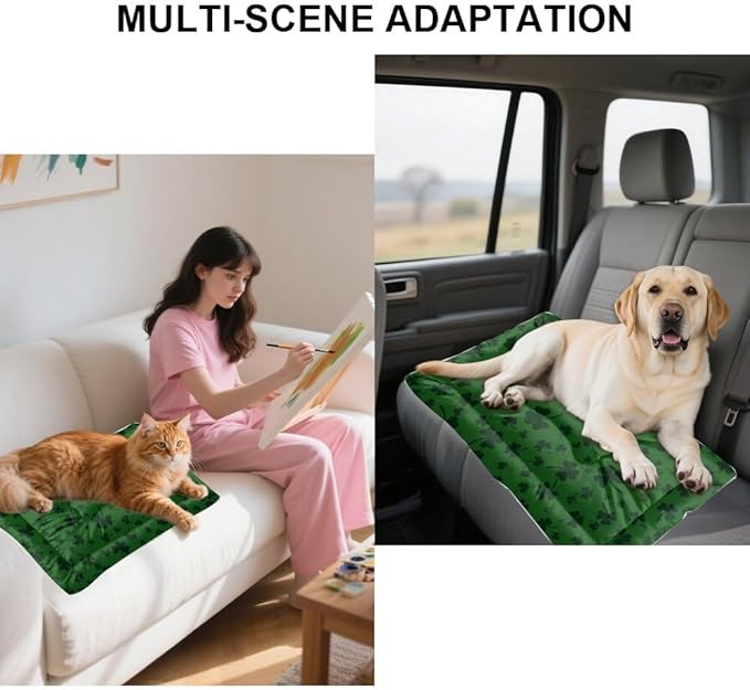 St Patricks Black Shamrock Dog Bed Mat Non Slip Bottom Easy Wash Dog Bed Cozy Soft Pet Cat Pad Pet Winter Supplies Printed Cat Mat Gift Soft 24× 18 Inch Indoor Outdoor