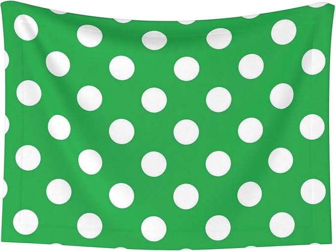 Waterproof Dog Blanket Soft Pet Blanket for Puppy Cat, Fleece Cat Throw Blankets for Furniture Bed Couch Sofa Reversible - Green and White Polka Dot