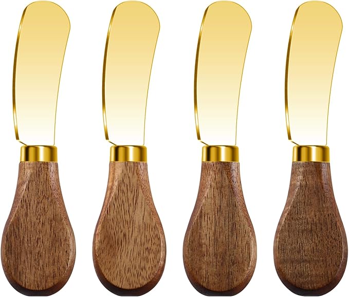 Gold Butter Spreader Knife Set of 4, Stainless Steel Blade