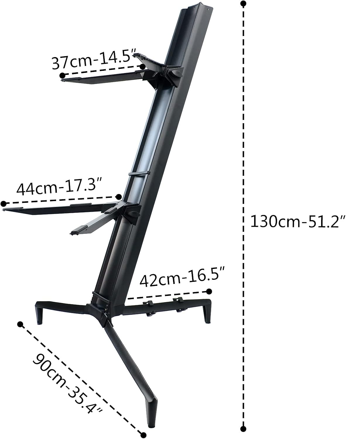AKOZLIN Aluminum Alloy Keyboard Stand Spider 61 76 88 Keys Holder 2 Tier With Detachable Music and Microphone Rack(Black)