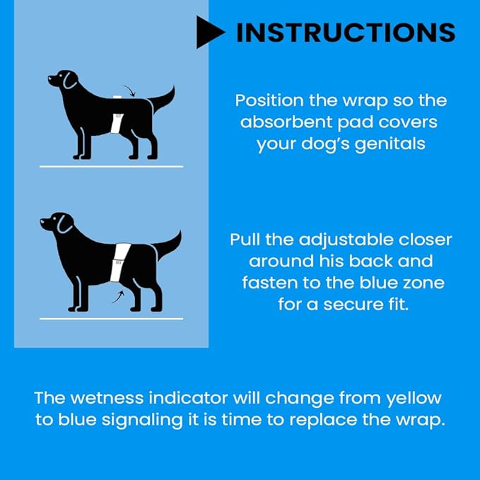 BV Dog Wraps Male X-Small (Waist 9-14 in) Super Absorbent - 400 Count Disposable - Doggie Diapers with Wetness Indicator- Adjustable Male Dog Wraps - Ideal for Incontinence/Training