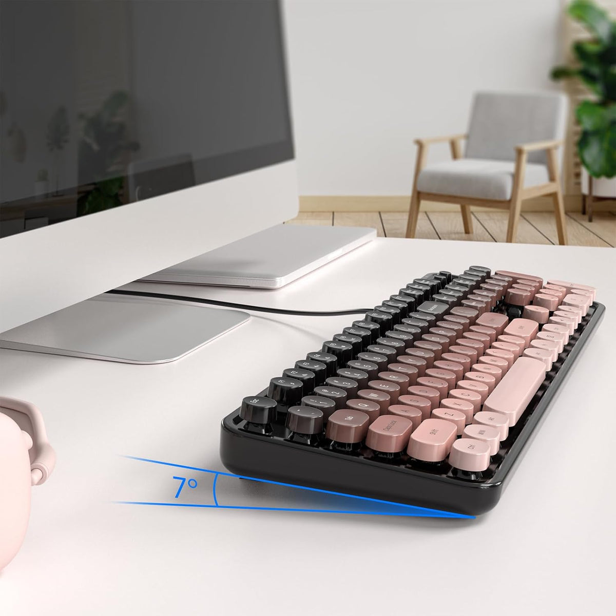 Dilter Wired Computer Keyboard, Full-Size USB Keyboard with Round Keycaps & Numeric Keypad, Plug-and-Play for Windows 7 8 10 11, PC, Laptop, Desktop, Home, Office
