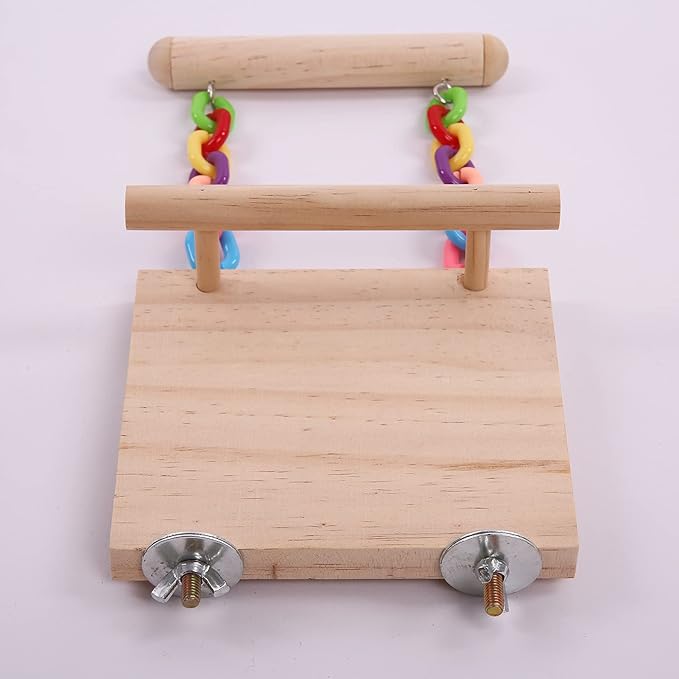 Parrot Climbing Ladder, Bird Wooden Playground with Climbing Ladder Stand, Parrot Play Stand, Bird Swing for Green Cheeks, Small Lovebirds, Goldens, Hamsters, Bird Cage Chew Toy Set (Multi-Colored)