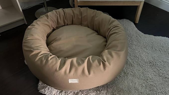 Organic Cotton Canvas Dog Bed: Removable Cover, Natural Fill - Made in USA (Tan, Large 35" x 8" inches)