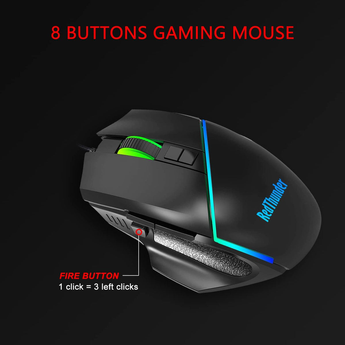 RedThunder One-Handed RGB Gaming Keyboard and Mouse Combo, 35 Keys Mini Gaming Keypad, 6400 DPI Mouse, Portable Game Controller for PC Gamer