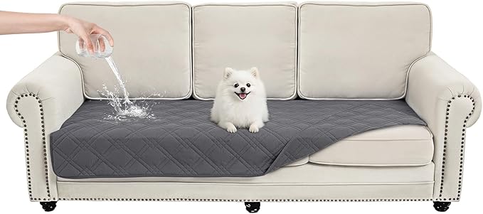 100% Waterproof Dog Couch Protector, Triple-Layer Waterproof Dog Bed Cover Pet Blanket Reversible 2-Tone Sofa Shield, Non-Slip Furniture Guard for Pets(35×71 Inch, Gray+Gray)