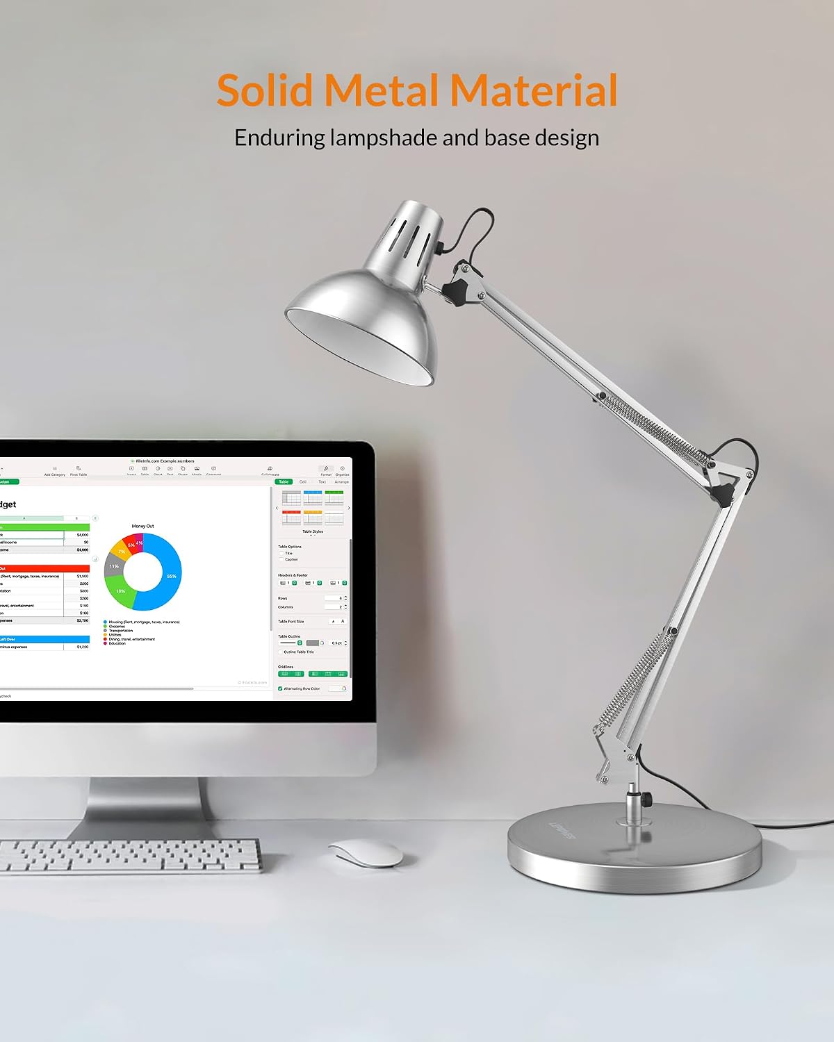 LEPOWER Metal Adjustable Desk Lamp with Clamp, Swing Arm for Home Office