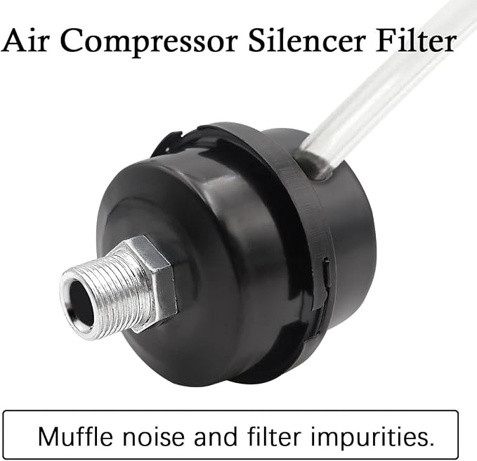2 pcs 1/4" Thread Air Compressor Silencer, Air Compressor Intake Filter Sound