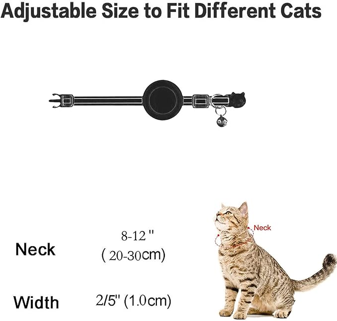 Airtag Cat Collar Breakaway, Safety Kitten Collar with Apple Airtag Holder,Cute GPS Cat Collar with Bell, Lightweigh Tracker Cat Collars for Girl Boy Cats, Kittens and Puppies