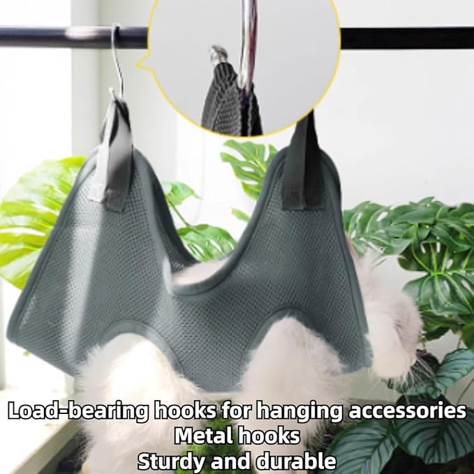 Rabbit Grooming Hammock with Safety Belt for Nail Clipping, Grooming, Bunny Bathing Bag for Nail Trimming, Cat Claw Care Bag, Small Animal Grooming Harness (Red,X-Small)