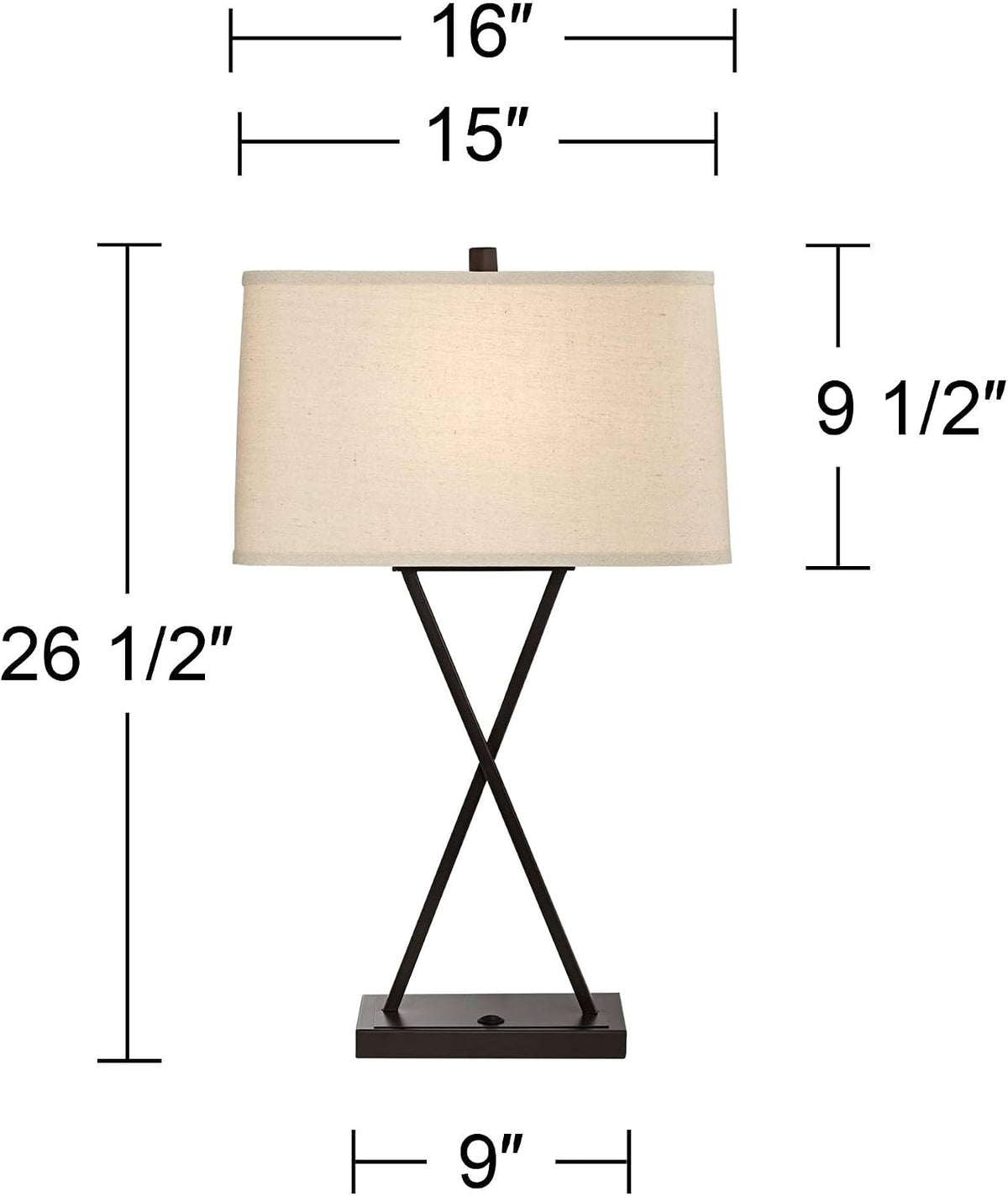 Megan 26.5" Tall Table Lamps Set of 2 LED Bulbs USB Ports A+C Charging