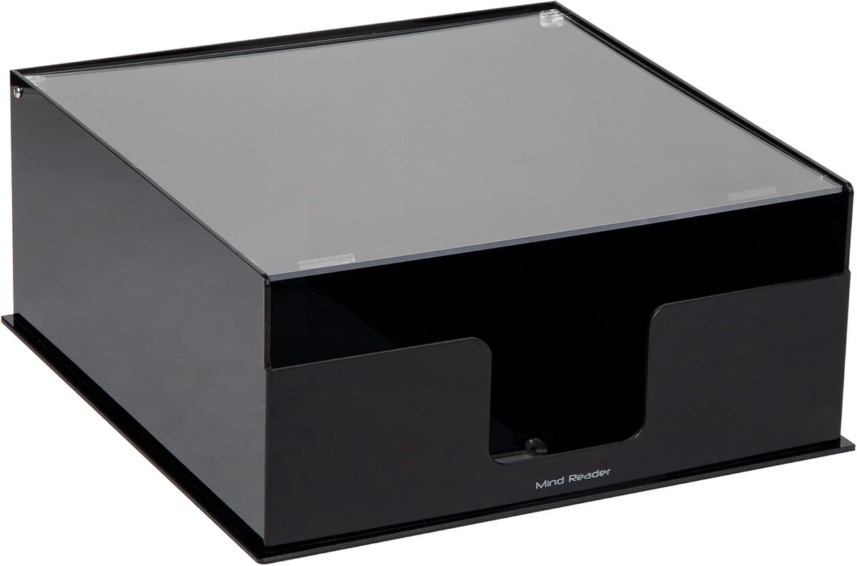 Mind Reader Paper Plate Holder, Covered Dispenser, Dinner Party Essentials, Plate Caddy, Acrylic, 11"L x 11"W x 5"H, Black