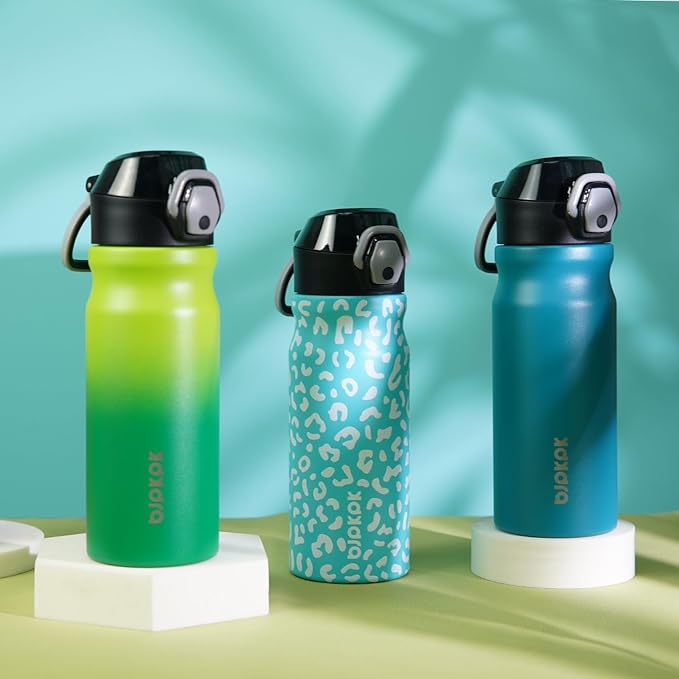 BJPKPK 18 oz Water Bottle with Straw & Handle, Insulated Stainless Flask | Leak