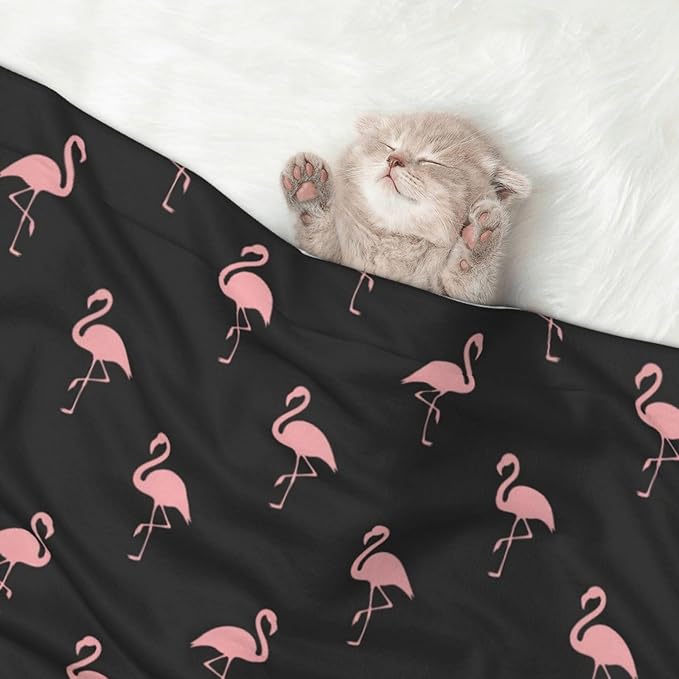 Reversible Dog Blanket for Beds Couches, Flamingo, Double Sided Cat Blanket with Textured Dot Feel and Smooth Feel for Seasonal Comfort All Year