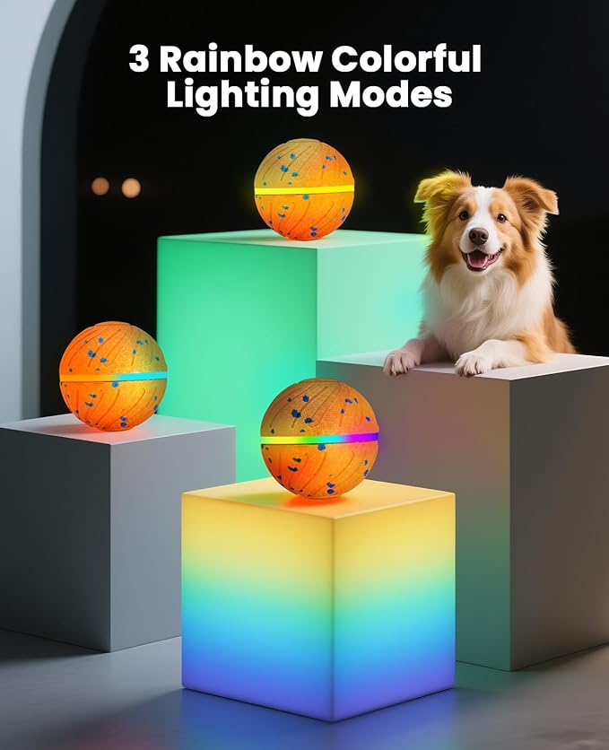 Smart Interactive Dog Balls, Automatic Moving Ball for Medium and Large Dogs, ETPU New Material, Motion Activated Rolling & Rotating Bouncy Toy for Dog Enrichment & Stimulation