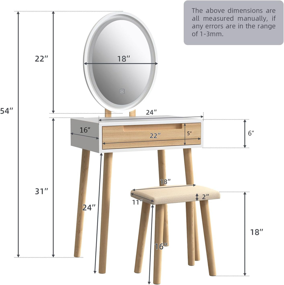 YOURLITE Small Makeup Vanity Desk with Mirror and Lights