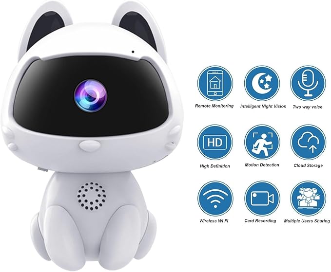Wireless Security Camera,Robot Shape WiFi Camera 1080P HD, WiFi Home Indoor Camera for Pet/Nanny, Motion Detection, 2 Way Audio Night Vision