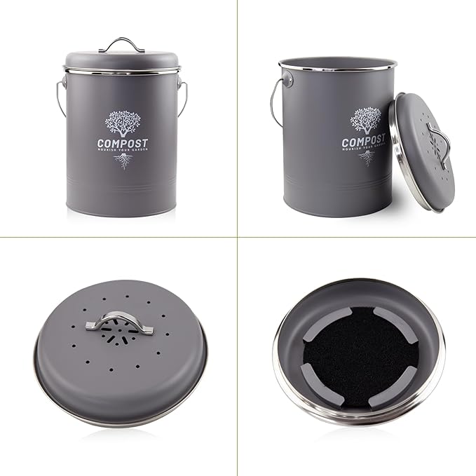 Kitchen Countertop Compost Bin, Odor Resistant Indoor Compost Bin