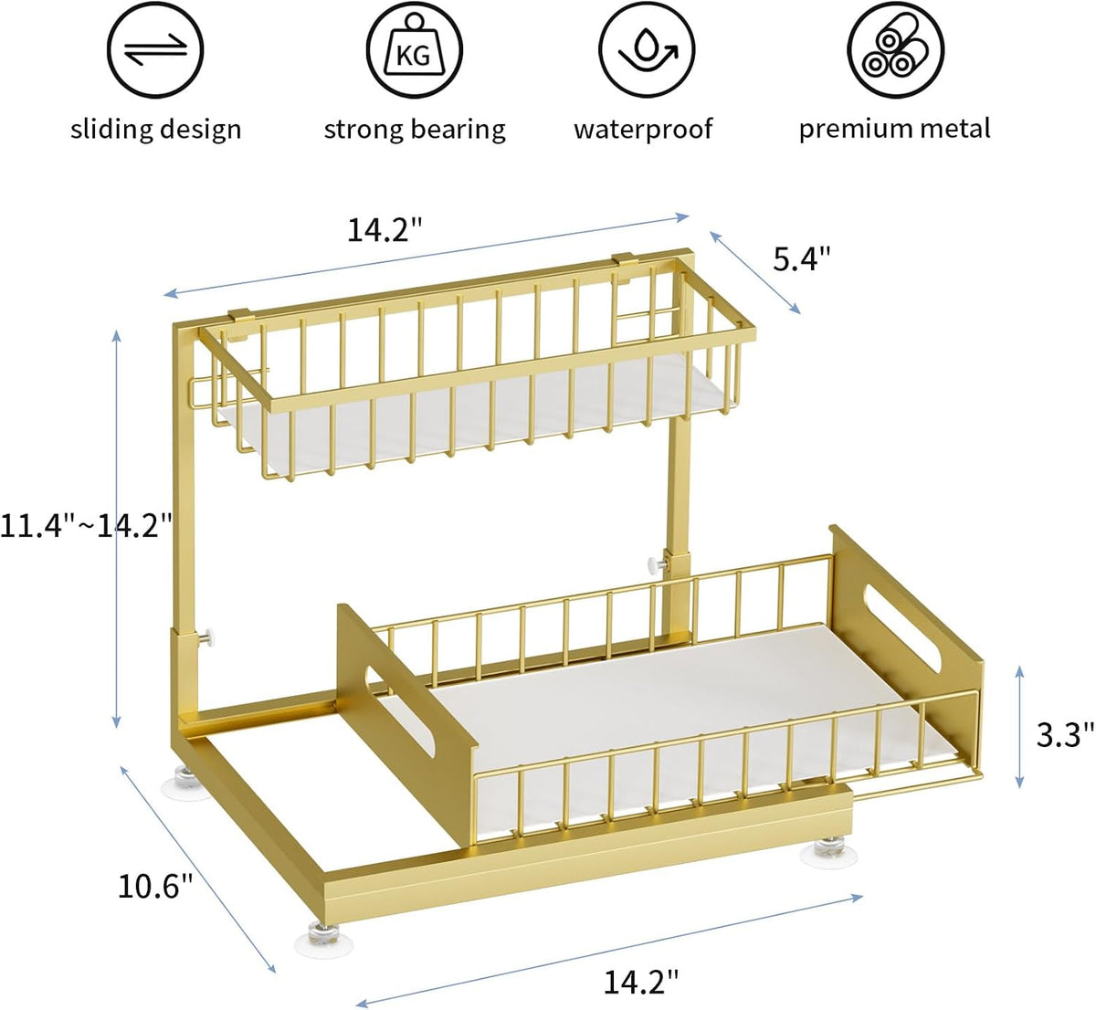 Saydear 2-Pack L-Shaped Under Sink Organizer, 2-Tier Pull-out Cabinet Rack