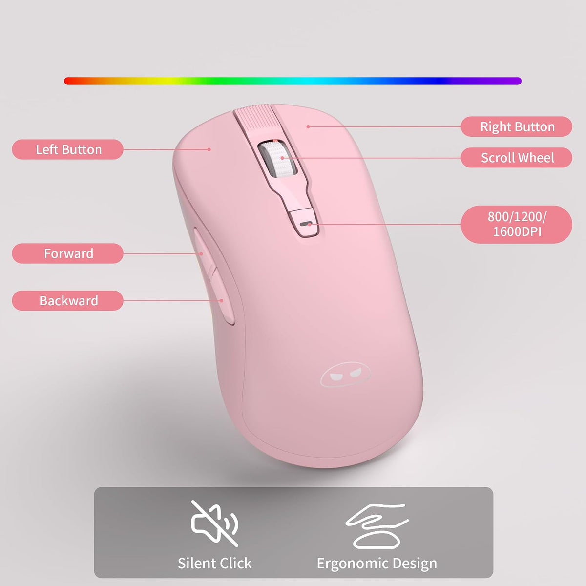 MAGEGEE Wireless Keyboard and Mouse Combo, 2.4G Full Size RGB Keyboard with 104 Keys, Rechargeable Wireless Mouse with 3 DPI, Ergonomic Computer Keyboard and Mouse Set for Windows Mac Laptop PC