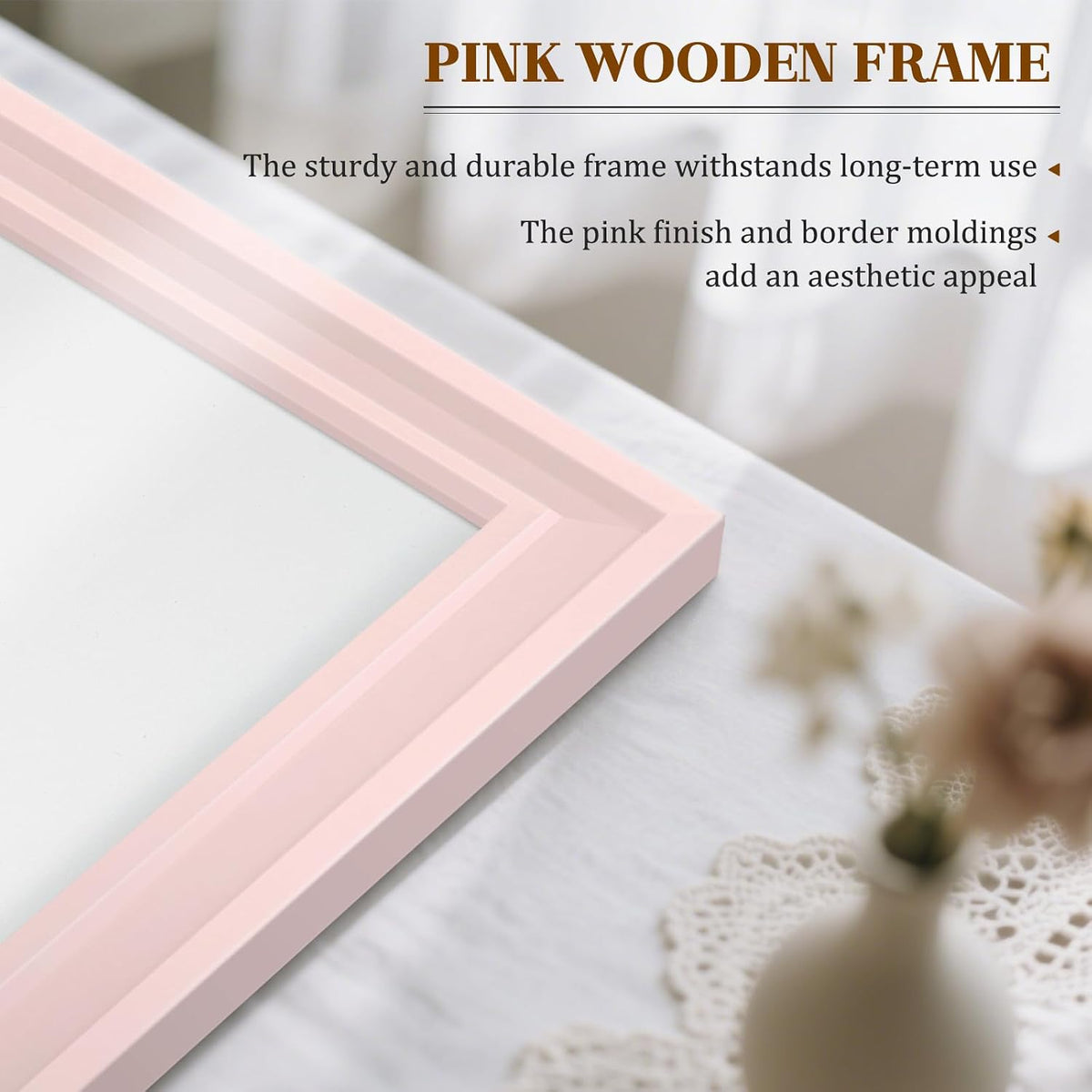 White Board for Wall, 24'' x 18'' Magnetic Dry Erase Board, Pink