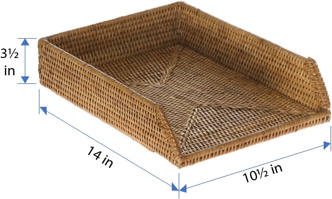 KOUBOO La Jolla Rattan Stackable Letter Tray, Paper Organizer, Honey Brown