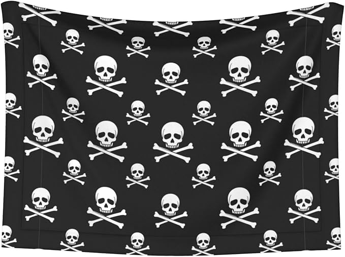 Reversible Pet Blanket for Sofa Protection Pet Comfort, Skull and Crossbones, Double Sided Design with Cozy Nubby Nap Side and Durable Smooth Play Side
