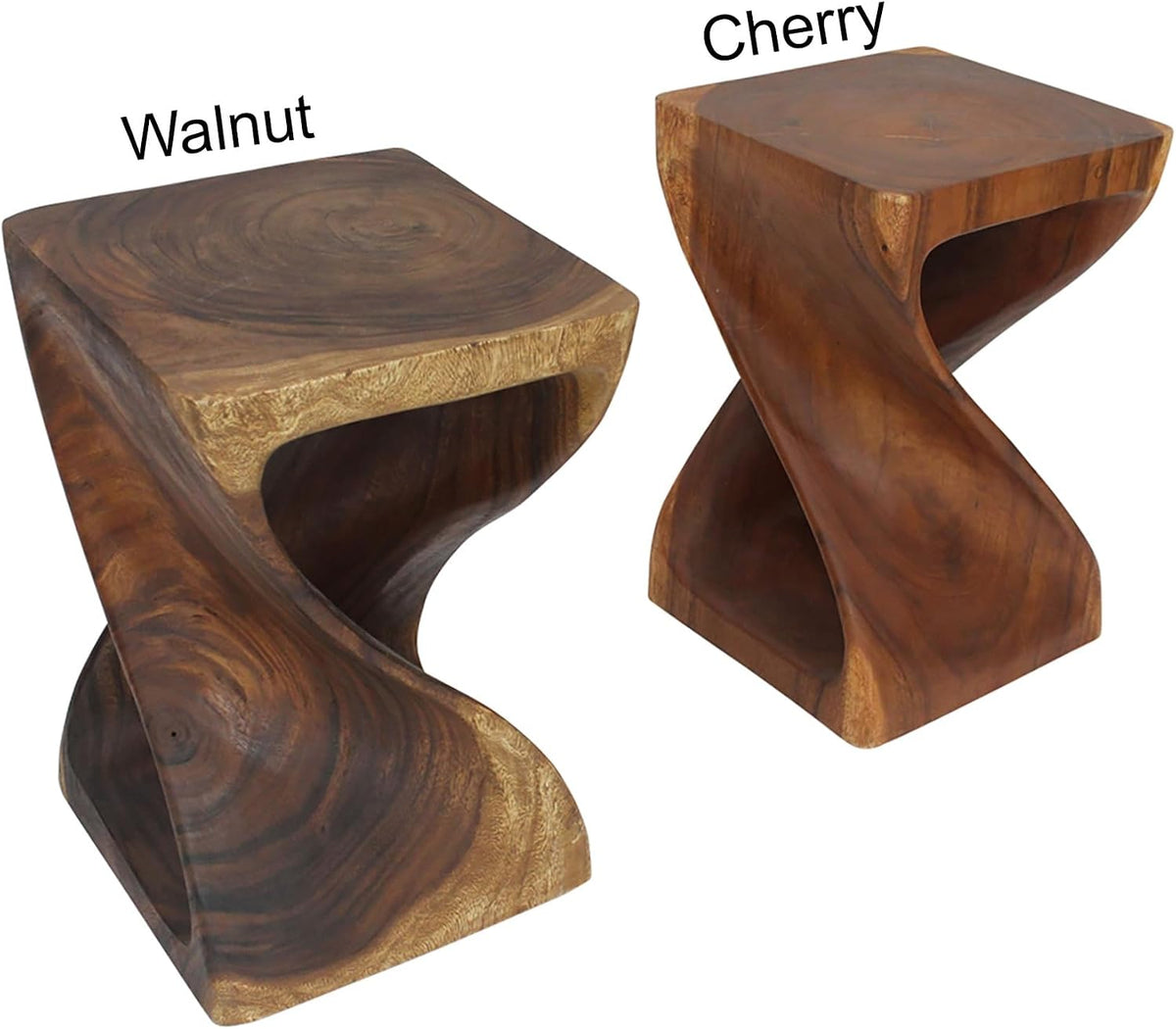Haussmann Original Twist End Table, Acacia, Walnut, 15x15x23 in