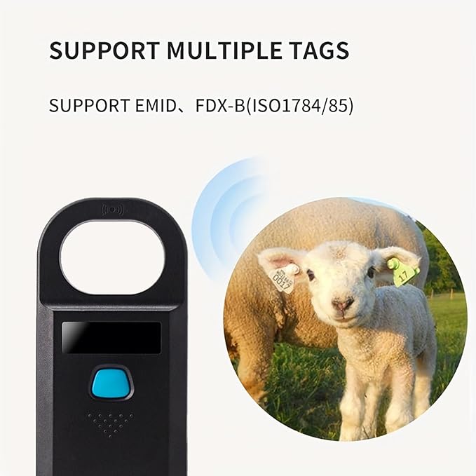 Pet Microchip Scanner, 134.2KHz/125KHz RFID Reader for Dogs Cats, ISO 11784/11785 FDX-B EMID Animal Chip Reader with 128 Data Storage, Pet ID Tag Scanner for Sheep/Rabbit/Pig/Animal