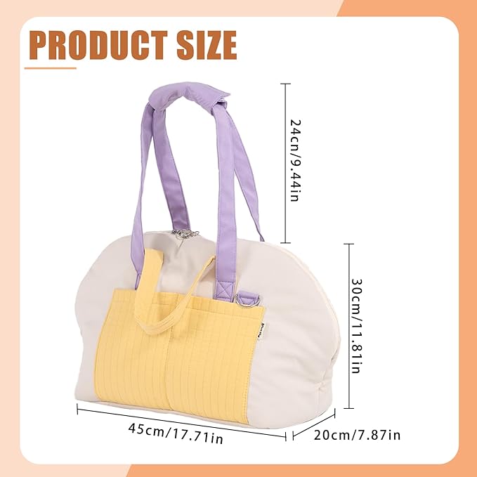 Small Dog Carrier Purse, Soft Fluffy Pet Carrier Tote Cat Carrier with Secure Harness Clip and Removable Pad, Woman Style Pet Travel Handbag（Yellow）