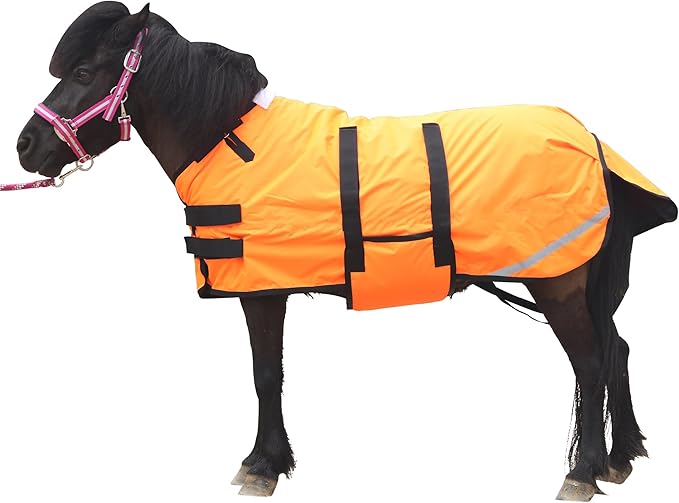 Foal/Mini Horse Size 30"-48" Waterproof & Breathable 300 Denier Winter Turnout Blanket with 150g Polyfill Orange Small