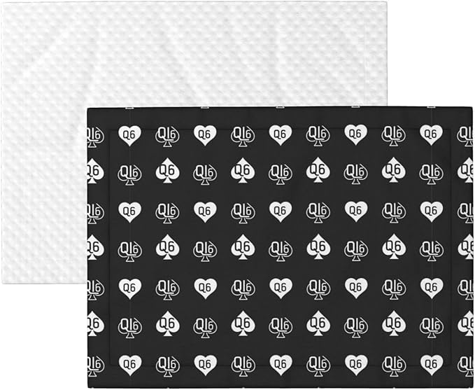 Dog and Cat Blanket in One, Golden Queen of Spades Printed Black, Double Sided Plush Throw with Raised Dot Pattern on One Side and Flat Velvet on Other for Variety