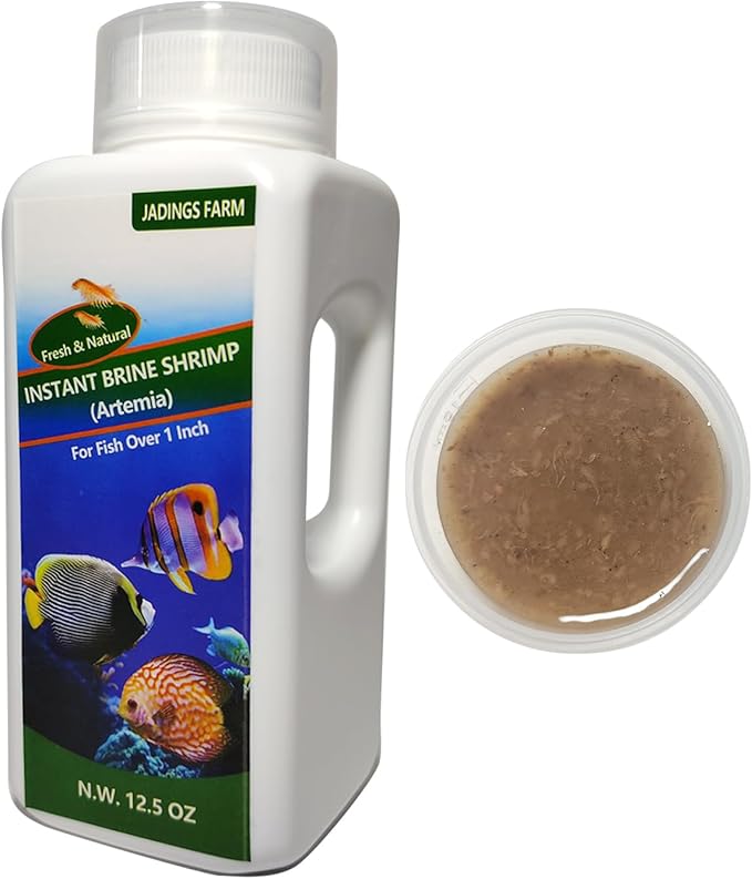 Brine Shrimp Fish Food - High Protein Non-Living Adult Brine Shrimp for Bettas, Goldfish, Cichlids & - Color Enhancing, -Instant Liquid Slow Sinking Tropical Fish Food (12.5oz)