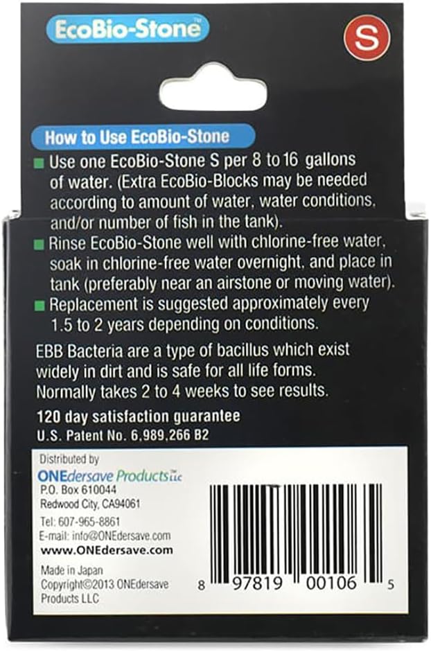 Aquarium Stone for Natural Water Clarification and Odor Removal Featuring Beneficial Bacteria (Small)