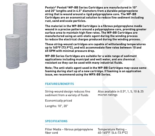 Pentair Pentek WP5BB97P Big Blue Sediment Water Filter, Whole House
