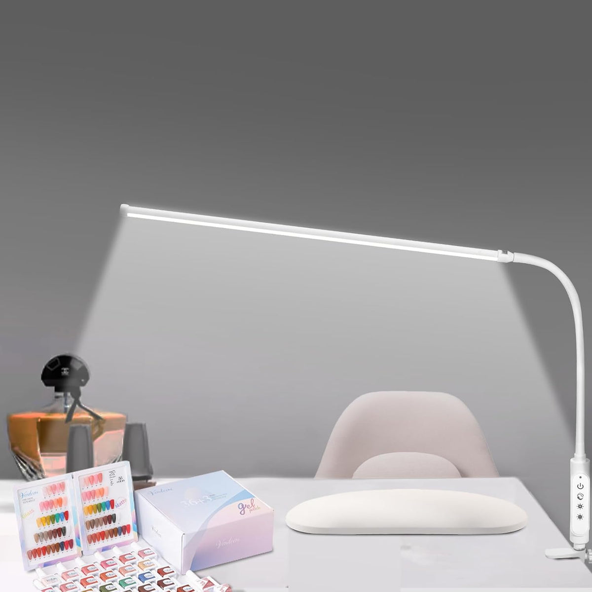 CGBE Nail Light for Desk, 23.6" Nail Desk Lamp with 360° Flexible Gooseneck