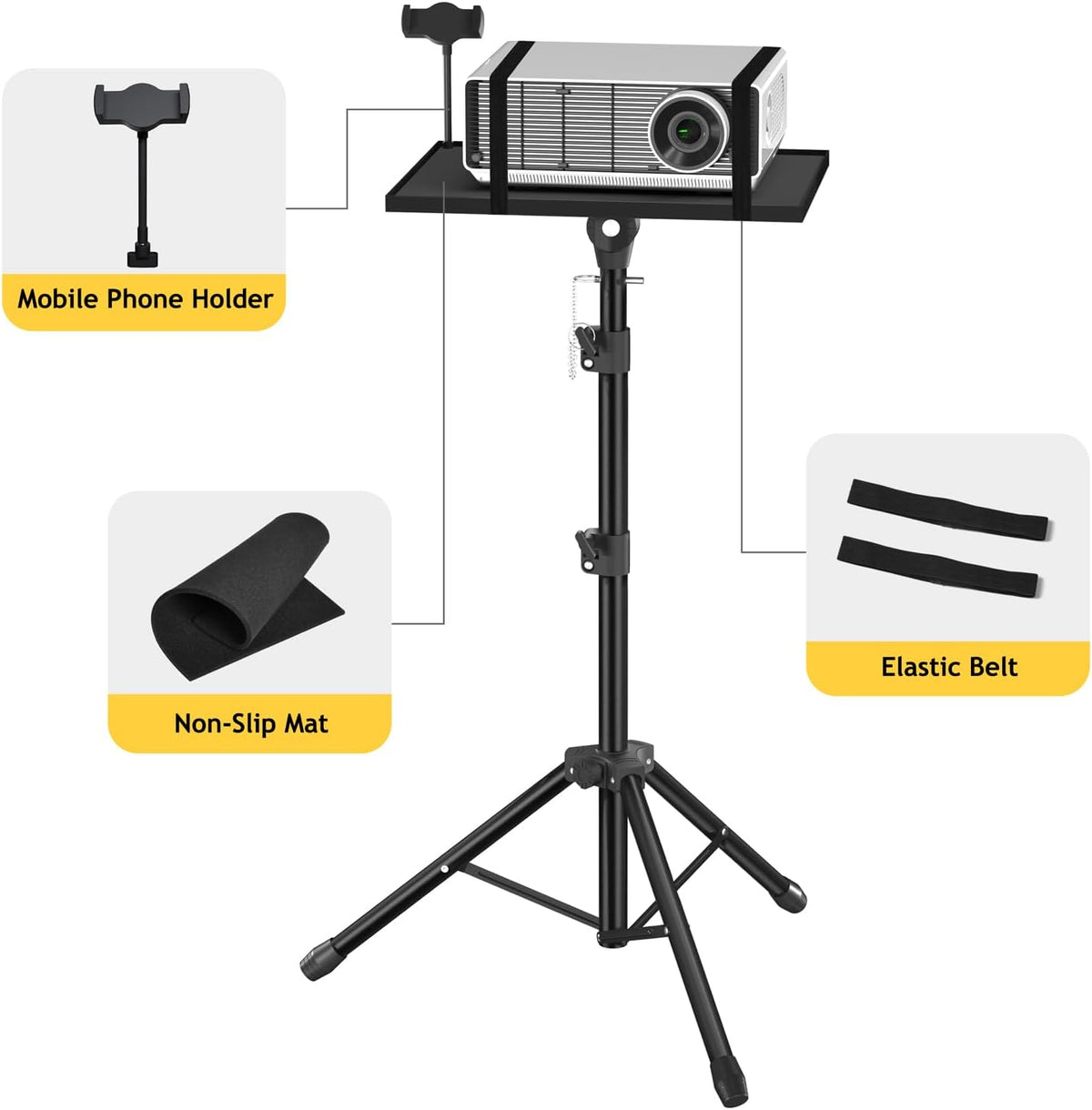 Facilife Projector Stand Tripod - Laptop Tripod Projector Stand Adjustable Height 22 to 47 Inch, Projector Tripod Stand, Tripod for Projector, Projector Stand for Outdoor Movies
