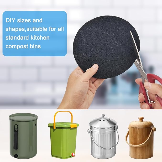 3 Pack Charcoal Filters for Compost Bucket, 6.7inch Compost Filter for