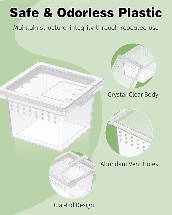 Pawfly 10 Pcs Mini Spider Terrarium Breeding Box, Transparent Plastic Jumping Spider Enclosure Cricket Keeper Tarantula Enclosure, Small Reptile Hatching Container for Scorpion Centipede Gecko Mantis
