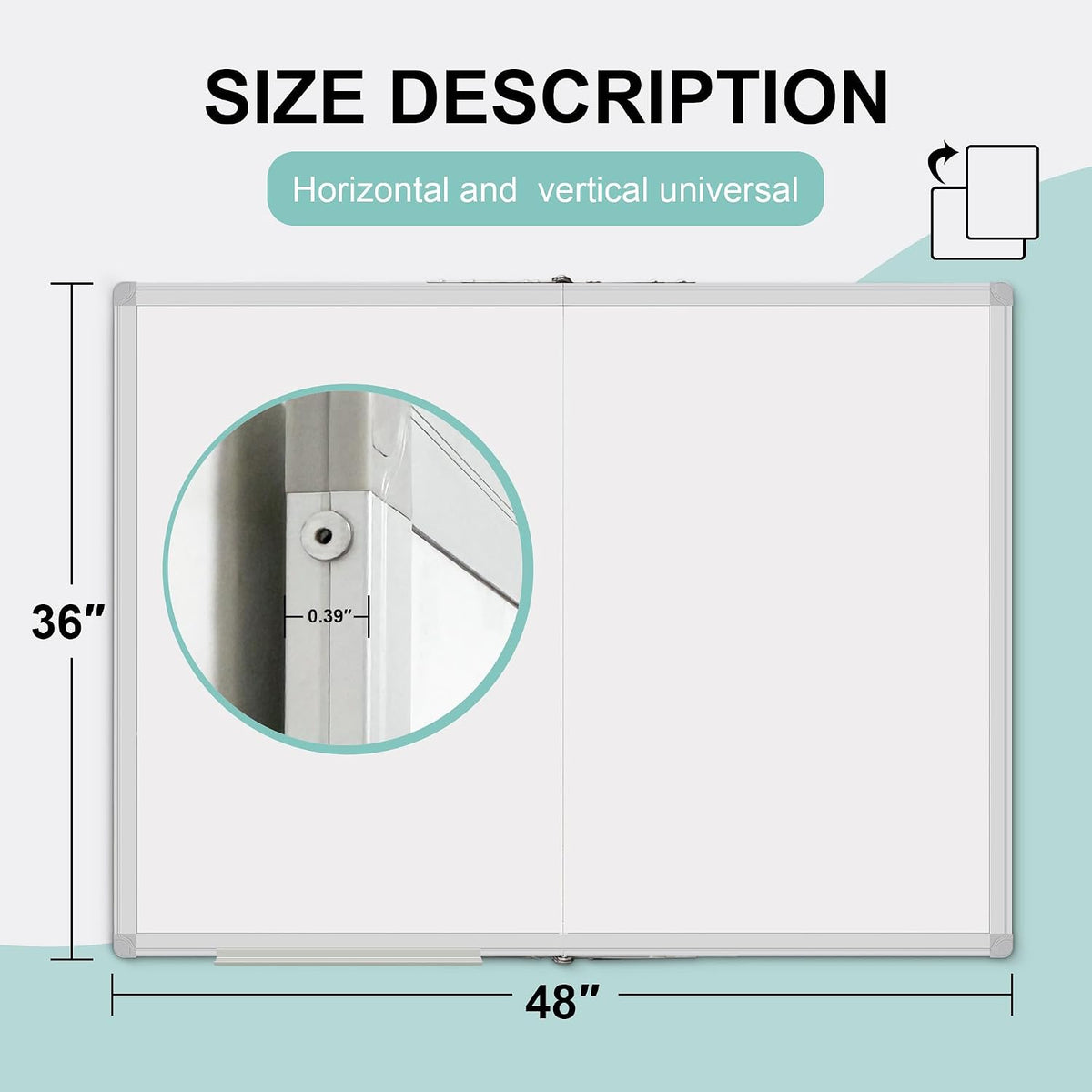 Dry Erase White Board 48 X 36 Inch, Wall-Mounted Silver Aluminum Frame Marker Presentation Board, 4' X 3' Foldable Portable Whiteboard with Pen Tray for School, Classroom, Office & Home