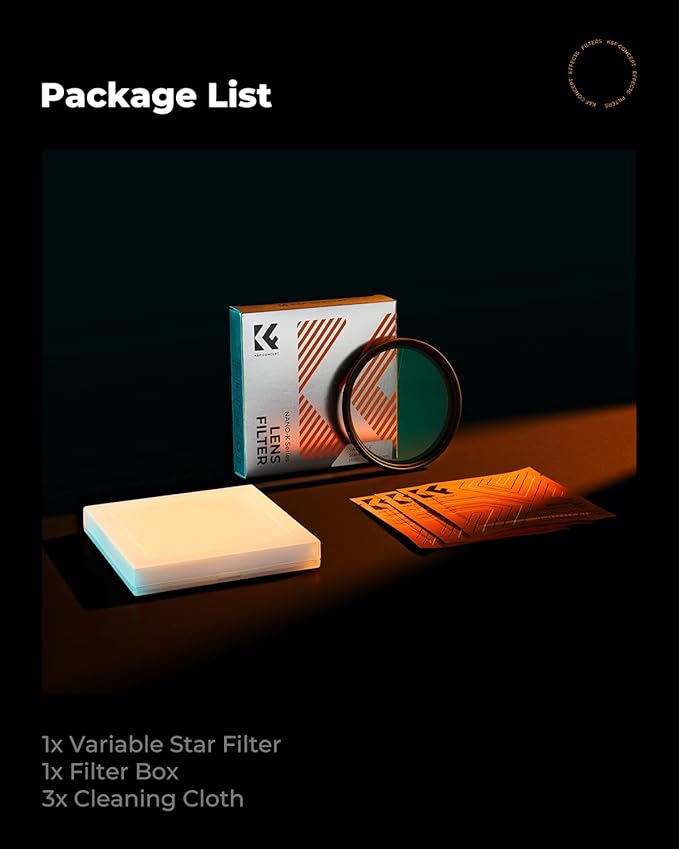 K&F CONCEPT 67mm Variable Star Filter Cross Screen Starburst Filter 4, 8 Points