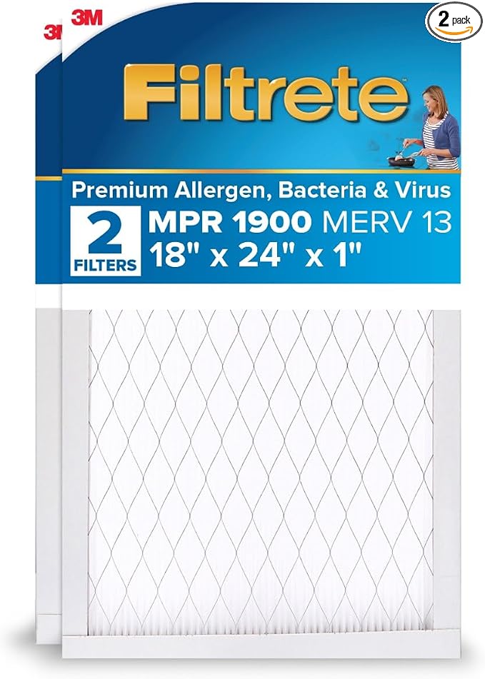 Filtrete 18x24x1 AC Furnace Air Filter, MERV 13, MPR 1900, Premium Allergen