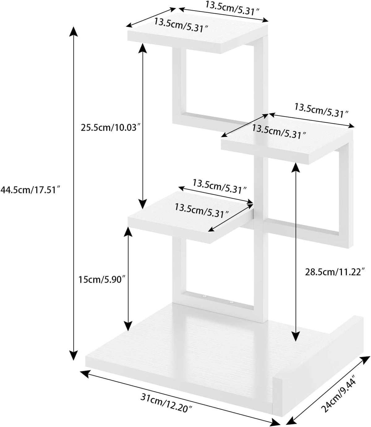 YMYNY 4 Tier Desktop Shelf Organizer 12.2x9.45x17.52 White HSR007W