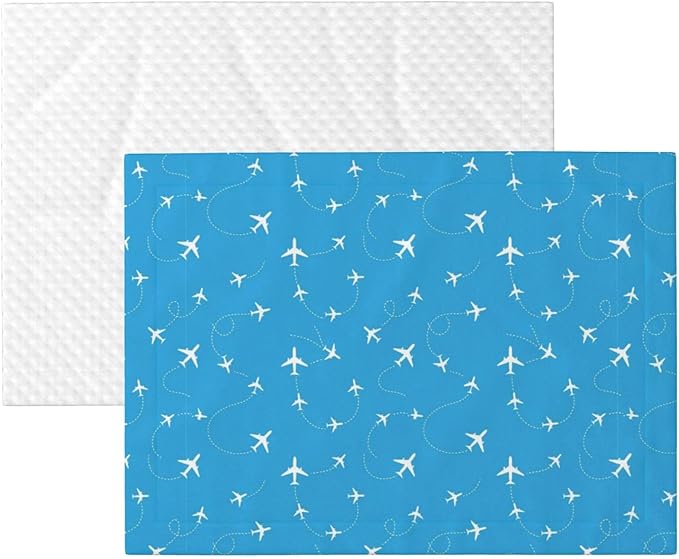 Pet Blanket for Travel and Home, Aircraft Airplane Pattern Navy Blue, Reversible Plush Dot Design with Soft Grip Texture on One Side Perfect for Car Seats Moving Vehicles