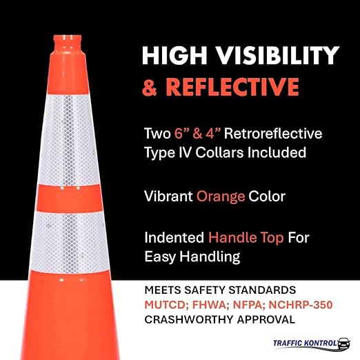 380 Pack 28" Inch Orange Traffic Safety Cones with Dual Reflective Collars - High Visibility Industrial Pylons Traffic Cones for Road, Parking Lots, Driving, Construction
