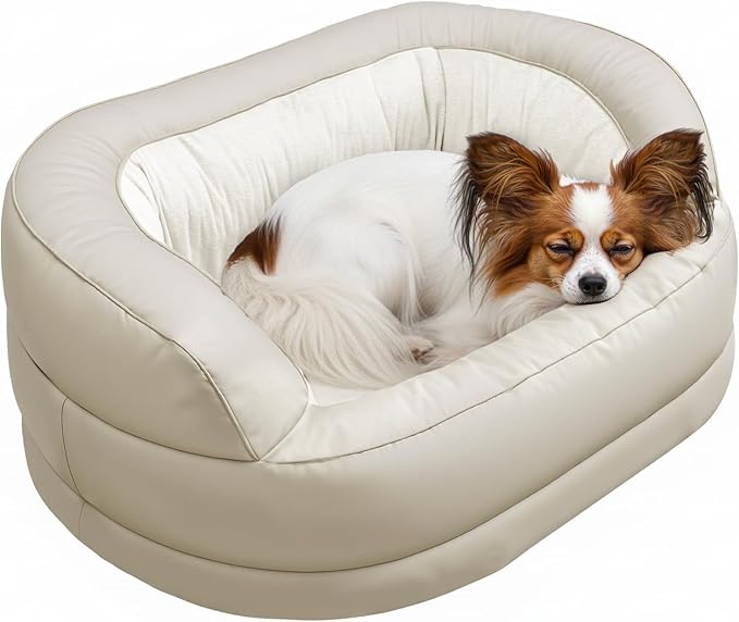 Dog Couch, Dog Sofa Bed for Medium to Large Dogs up to 60Lbs,Dogs Beds with High- Walled Deep Enclosure Design, Pet Couch with Removable Washable Cover & Non-Slip Bottom, Beige