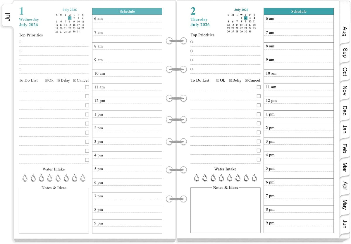 2027 Planner Refills - One Page Per Day Daily ＆ Monthly Planner, January 2027-December 2027, 7-Hole Punched，Prioritized, To-Do List, Notes, Appointment Schedule, Desk Size 4, 5.8" x 8.3"